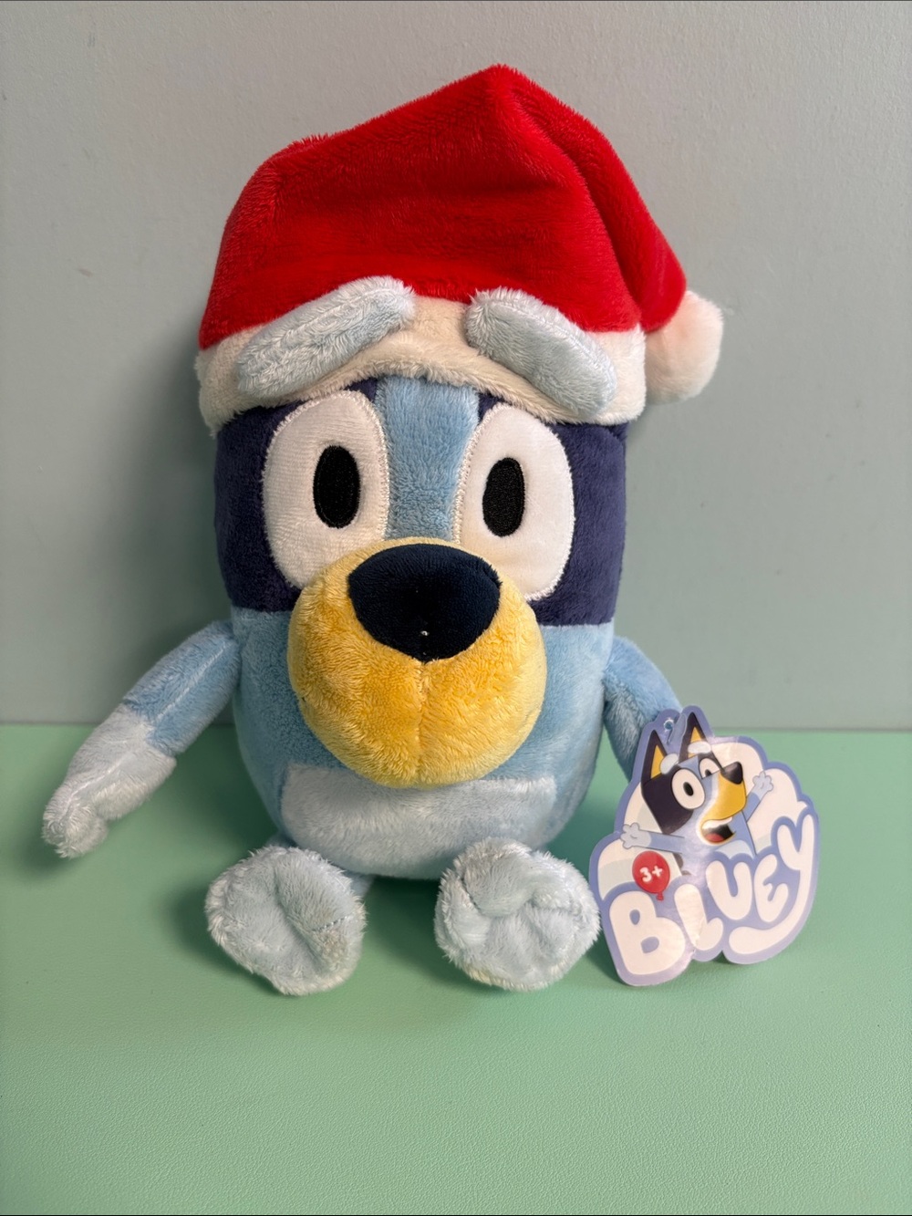 Bluey with Santa Hat Plush Stuffed Toy, Christmas Plush Kids Toy